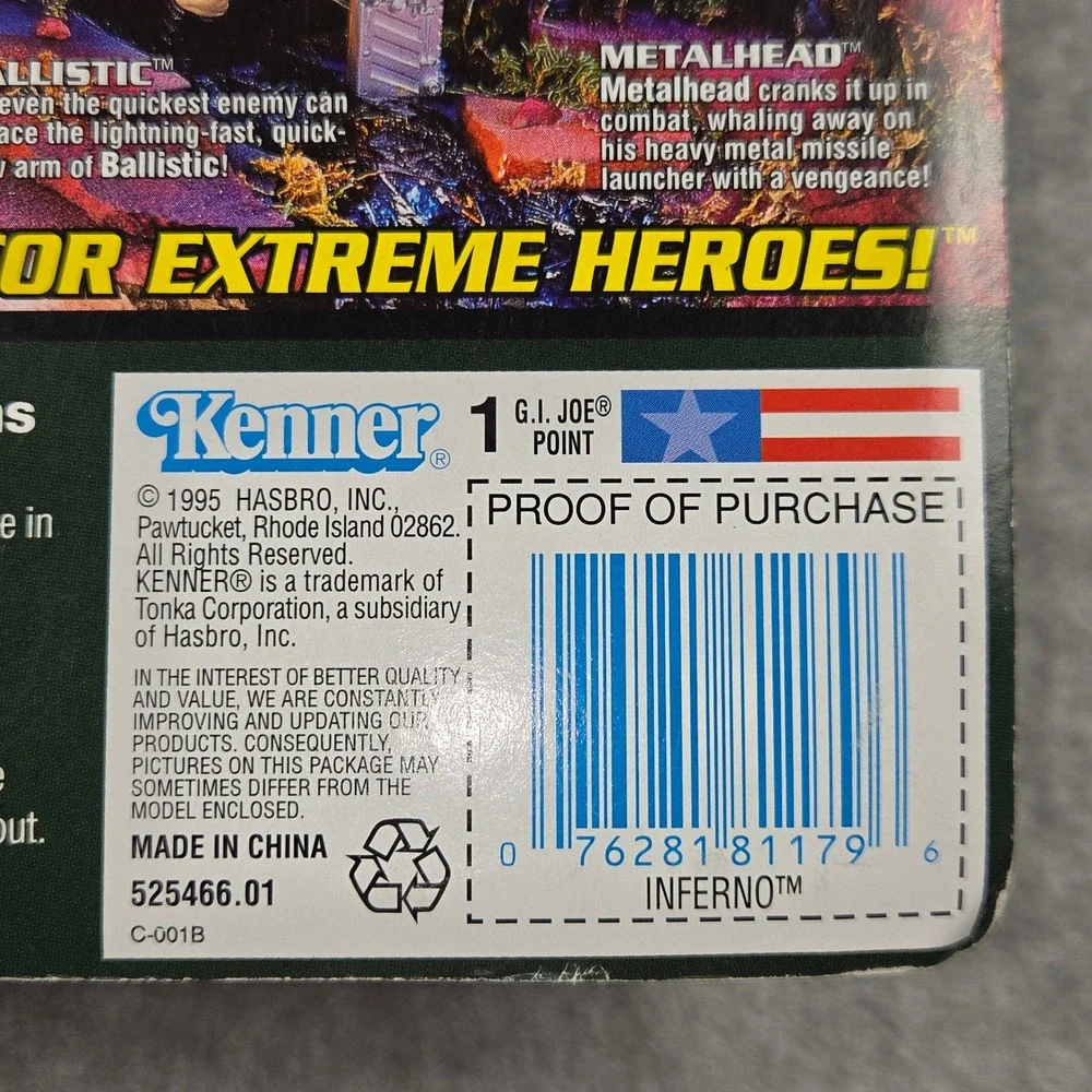 GI Joe Extreme Inferno Action Figure Kenner 1995 Firebolt Flamethrower NIB
